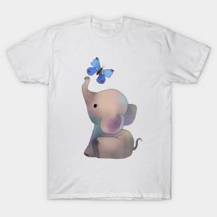 Elefant mit Schmetterling T-Shirt